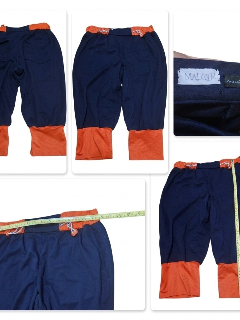 Paola Hernandez Cropped Lounge Pants - Navy/Orange